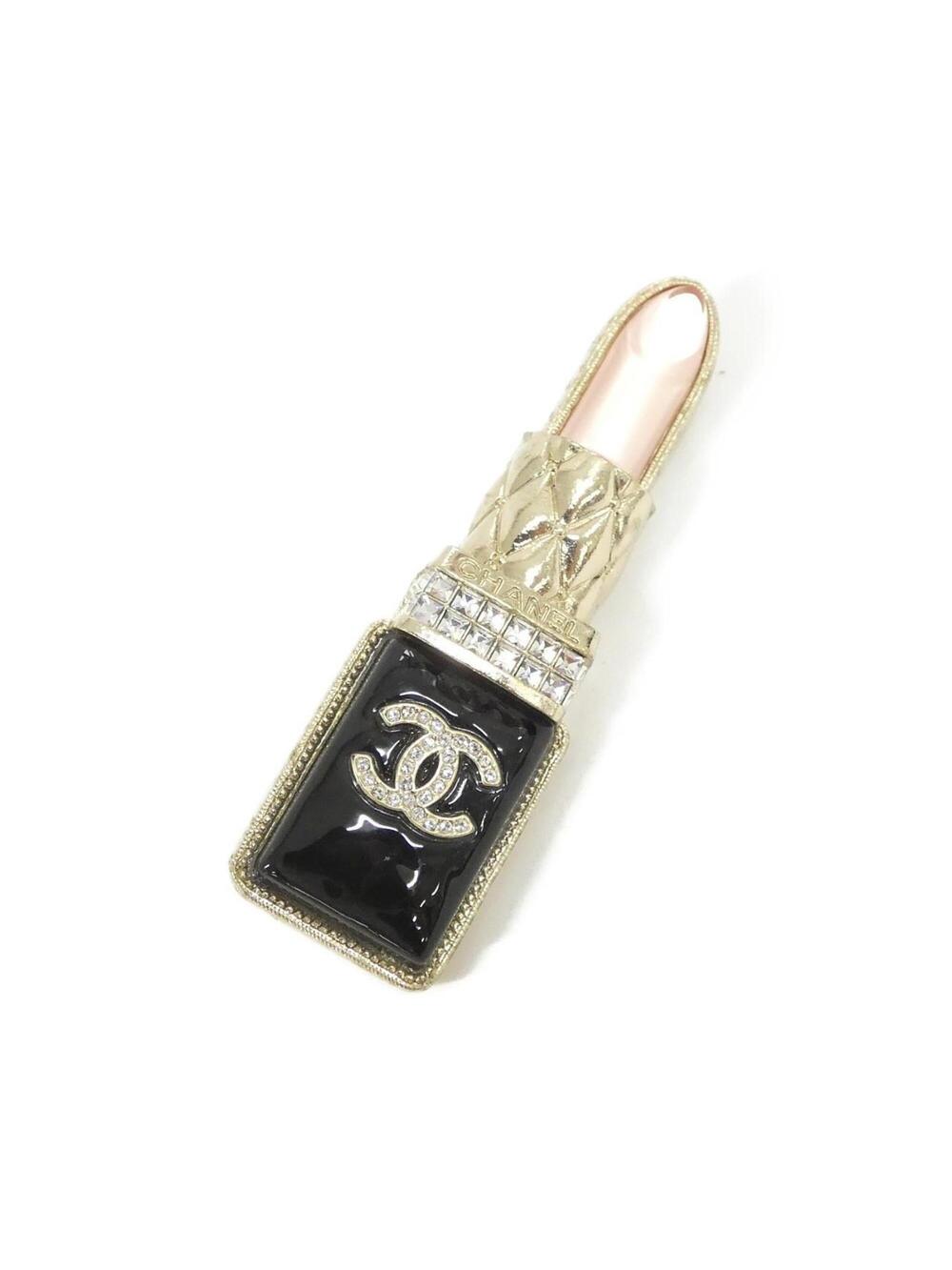 Chanel Brooch Metal Black Pink Gold #371471C99B